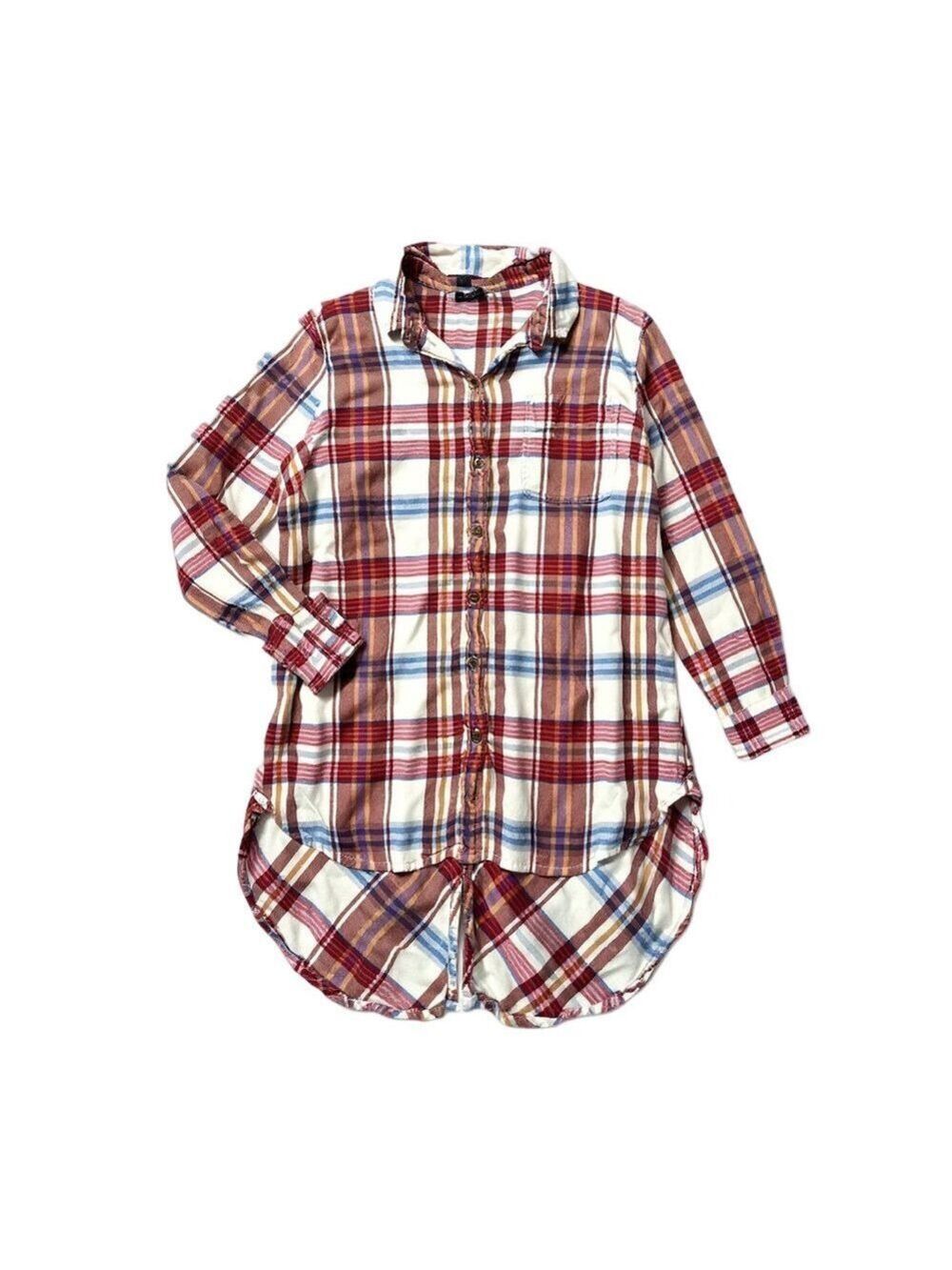 Lucky Brand Multicolor hi low Plaid Shirt women’s medium